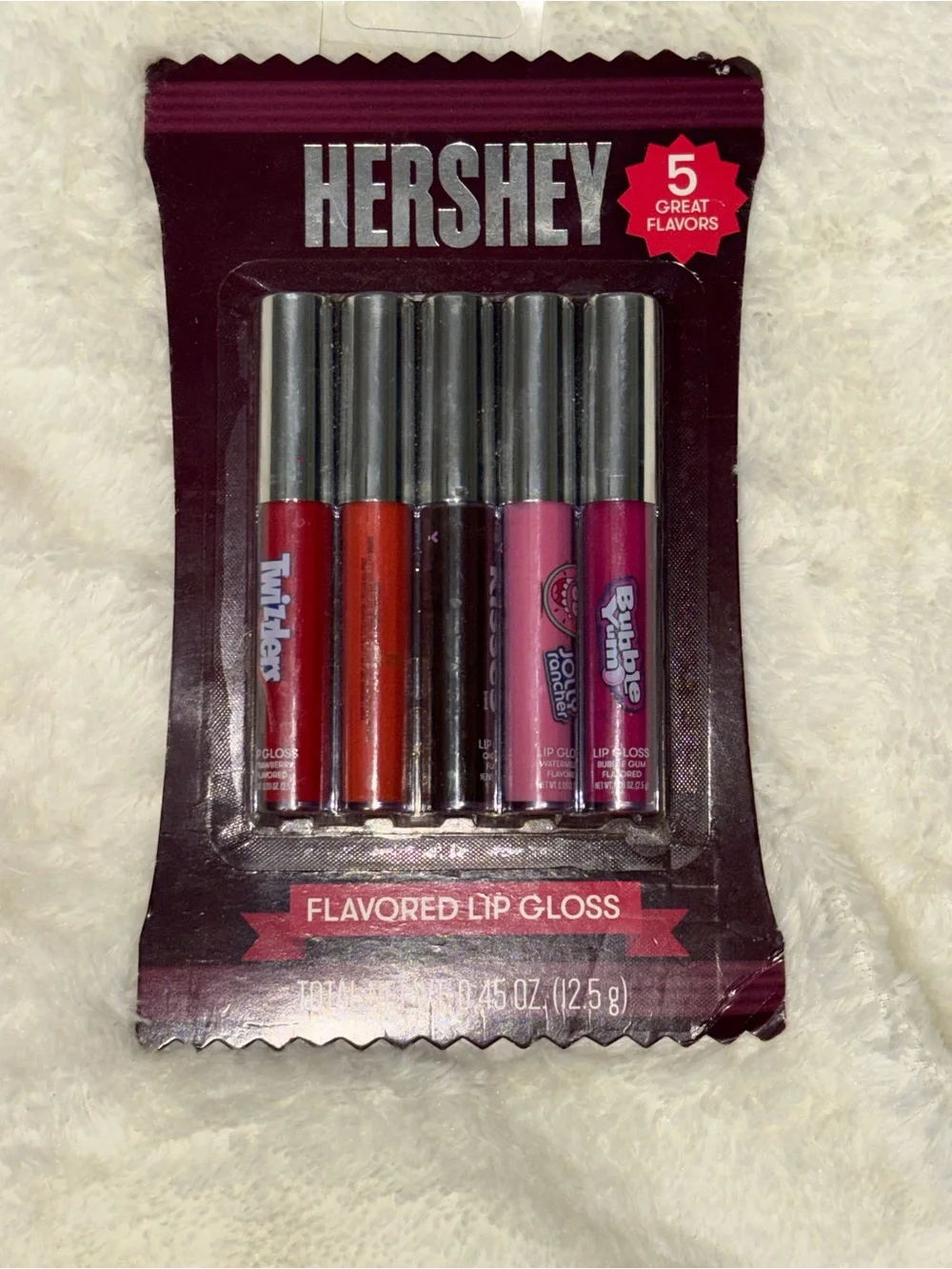 Hershey Flavored Lip Gloss 5-Pack - Red, Orange, Brown, Pink, Magenta
